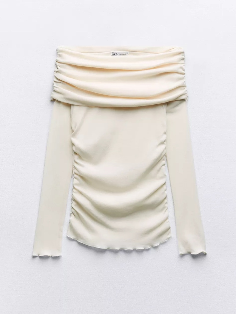 Zara Ruched Semi-Sheer Cotton Top